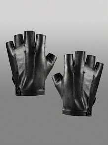 1 Pair Of Personalized Punk Style Black Pu Gloves Halloween Summer - Black - View 13