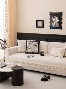 1 szt. Jednokolorowy pokrowiec na sofę Chenille, wzór z frędzlami, prosty styl pokrowca na sofę, lekki luksusowy luksusowy antypoślizgowy, zwierzęta domowe/kurz, uniwersalny pokrowiec na sofę do salonu/sypialni na 4 pory roku