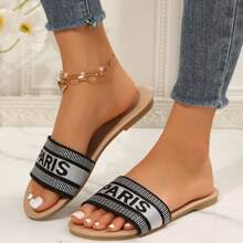 Monogrammed Embroidered Sandals For Women - Comfortable And Stylish Open-Toe Slippers Perfect For Summer And The Beach - Màu be - Xem 10