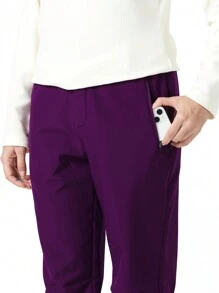 TECTOP 女士保暖内衬拉链侧袋户外运动软壳滑雪裤，适合寒冷的秋冬季节，抓绒材质 - 紫羅蘭色 - 查看 6