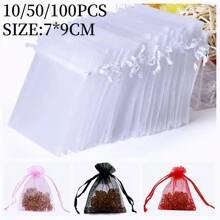 10/50/100 pièces Sacs cadeaux en organza, sacs pour cadeaux de mariage, taille 7*9cm, fournitures d'emballage cadeaux pour les fêtes, événements et fêtes, maison et vie, fournitures pour fêtes de mariage, pochettes cadeaux de centre de table, sacs d'emballage de cuisson, sacs d'emballage de cadeaux de bijoux, sacs à mailles pour cadeaux d'événements et de fêtes, convenant pour divers festivals, célébrations, fêtes en plein air, toutes les saisons, sacs anti-insectes pour fruits, retour à l'école, Saint-Valentin