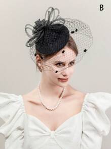 HITYfascinator 1pc Elegant Bowknot Fascinator, Polyester Fiber Hair Clip, Suitable For Party, Palace Style All Seasons