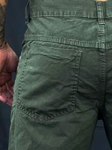 Men Denim Shorts - 軍綠色 - 查看 5