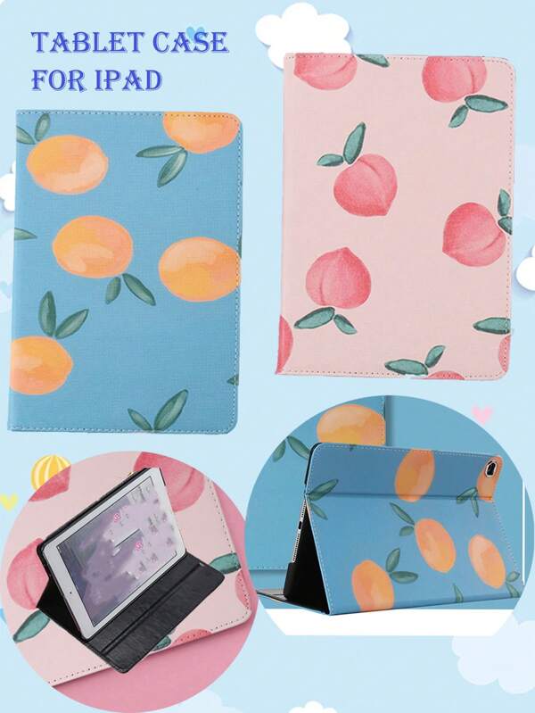 1pc Peach Orange Design IPAD Tablet Case Cute Protective Cover Compatible With IPAD MINI123456/56789th/ IPAD AIR/ PRO /SERIES