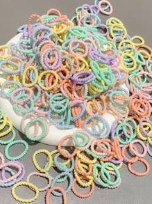 300 peças/conjunto de laços de cabelo coloridos para meninas, pequenas faixas elásticas de cabelo, prendedores de rabo de cavalo não prejudiciais, acessórios de cabelo para meninas da escola