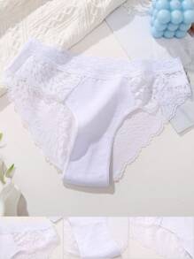FINETOO 1 pieza Braguita triangular con patrón de encaje para mujer