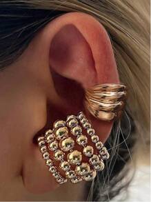 1/2/3 Pieces Set Simple Exaggerated Round Bead Hollow Stacking Earrings Set For Women's Dance Party Date Holiday Gift To Match Daily Clothing, Holiday Clothing Chunky Jewelry