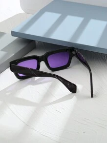 1 pièce Unisexe Lunettes mode carrées rétro simple et stylisées avec bloc de couleurs, pour les couples et les voyages pour l'été, la plage, les activités extérieures et les voyages
