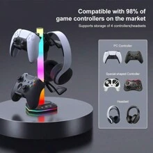 Support de casque de jeu RVB avec port USB-C, 10 modes d'éclairage, base en caoutchouc antidérapante - accessoire de bureau parfait, cadeau idéal pour les gamers
