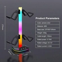 Support de casque de jeu RVB avec port USB-C, 10 modes d'éclairage, base en caoutchouc antidérapante - accessoire de bureau parfait, cadeau idéal pour les gamers