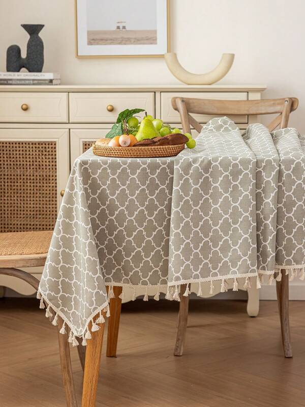 A Rectangular Tablecloth, Boho Style Dust-Proof And Rust-Proof Printed Tablecloth, Tablecloth For Kitchen Dinners, Dining Room Decor, Holiday Party Dinner Fabric Table Cover Table Cover, Home Decor Textiles