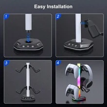 Support de casque de jeu RVB avec port USB-C, 10 modes d'éclairage, base en caoutchouc antidérapante - accessoire de bureau parfait, cadeau idéal pour les gamers
