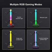 Support de casque de jeu RVB avec port USB-C, 10 modes d'éclairage, base en caoutchouc antidérapante - accessoire de bureau parfait, cadeau idéal pour les gamers