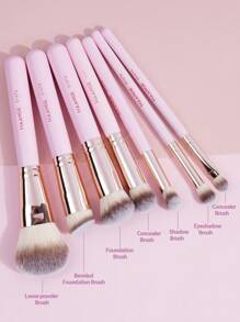 MAANGE 8Pcs Professional Facial Makeup Brush Set With Powder Brush Foundation Brush Concealer Brush Shadow Brush Eyeshadow Brush Concealer Brush Retractable Blush Brush,Makeup Tools With Soft Fiber For Easy To Carrying,Brush For Travel,Gift For Women&Girl - 粉色 - 查看 2