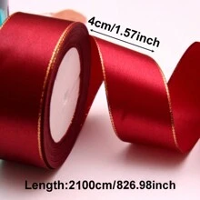 1 Stück 4 cm goldener Satin-Schleifenband, farbiges Schleifenband, Seidenband für Hochzeitstorte Dekoration, Stuhlrückenlehne, Geschenkverpackung, DIY - Verschiedenfarbig - Übersicht 4