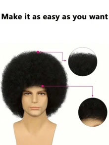 非洲卷发假发 合成假发 适用于黑色假发 温度纤维 - 黑色 - 查看 4