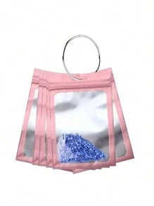 50pcs Self-Sealing Bags And 1pc Metal Round Ring DIY Diamond Painting Accessories, Colored Plastic Thin Film Self-Seal Bags For 5D DIY Artificial Diamond Painting Tools, Self-Adhesive Bags For Mosaic Cross Stitch Small Accessories, Beads Stringing Diamond Glue Stone Storage Seal Bags, Reusable Aluminum Foil Pouches For Crafts