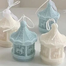 1pc Carousel Candle Silicone Mold, Handmade Soap Aromatherapy Plaster Molds, For DIY Ornaments Home Decoration Gift
