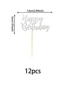 12 pièces Décorations de dessus de gâteau d'anniversaire joyeux, Noël