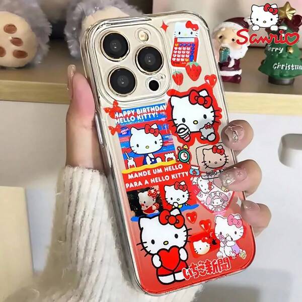 Sanrio 1 个 Hello Kitty Iphone 手机壳，透明硅胶材质，可爱甜美卡通风格，适合学校泳池派对和工作，iPhone 15/14/13/12/11 系列，X/Xs/Pro/Pro Max/Plus 系列，女性朋友节日礼物