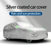 Thicker 190T Silver Coated Waterproof And Dustproof Car Cover With Reflective Strip, Full Car Protection Against Sun And Rain