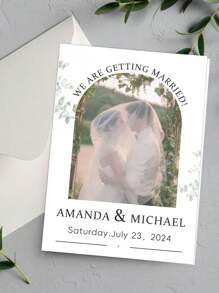 1 pieza Tarjeta de boda personalizable y personalizadoe, tarjeta de felicitaciones para recién casados, tarjeta de regalo de boda, agrega foto, agrega nombres, agrega fecha, viene con 2 opciones de sobres de color, decoración del Día de San Valentín, boda, recuerdos de fiesta de San Valentín, recuerdos de fiesta de Galentín