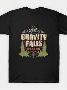 Gravity Falls Oregon, Men's Everyday Cotton T-Shirt, 220g Pure Cotton, And Comfortable, Perfect For Running Errands, Lounging, Or Outdoor Fun - màu đen - Xem 1
