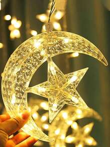 Moon & Star String Lights, Holiday Star & Moon String Lights, Warm White Lights, Suitable For Christmas, Wedding, Party, Home, Patio, Lawn, Room Decor, Etc. - 彩色 - 查看 3