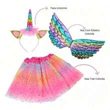 Unicorn Kids Costume Kit/Wing+Skirt+Tiara - 彩色 - 查看 9