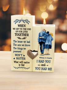 Portavelas personalizado, regalo para mi esposa/esposo, portavelas de madera personalizado con nombre grabado, regalo de boda