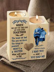 Portavelas personalizado, regalo para mi esposa/esposo, portavelas de madera personalizado con nombre grabado, regalo de boda