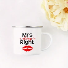 1 pièce Tasse de 11oz, tasse à lait, tasse à café avec l'impression "Monsieur/Madame toujours correctement". Spécialement préparée pour les couples, cadeau de la Saint-Valentin, cadeau de Noël, convient pour le bureau, le fitness, les loisirs à la maison - Multicolore - Voir 6