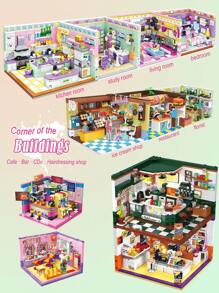 迷你房间积木玩具 - 厨房、卧室、书房、客厅装饰 | 用迷你积木搭建自己的世界 | 可爱多彩的积木合集 | 拼接创意组装积木玩具模型 | 适用于办公室桌面摆件 - 彩色 - 查看 1