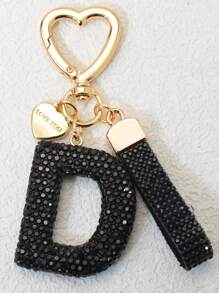 1pc Pink Soft Clay Letter Rhinestone Keychain, Cute Personalized Charm Pendant For Women, Bag, Car, Mothers, Friends, Valentine's Day Gift Valentines Car Accessories Bag Charm School Goth Y2k Bag Accessories Lanyards With Id Holder Car Accessories Bag Charms