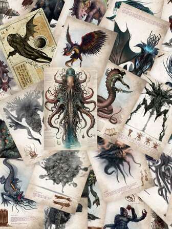 50 Stücke Retro Cthulhu Mythos Monster Aufkleber Handbuch Laptop Handyhülle Gepäck dekorative Aufkleber