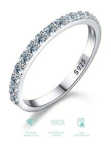 1 Pièce Moissanite Rhinestone Bague De Fiançailles Bague De Mariage Pour Femmes S925 Bague De Promesse En Argent Sterling Bague D'éternité Anniversaire Bijoux De Luxe Cadeau Bijoux De Mariée