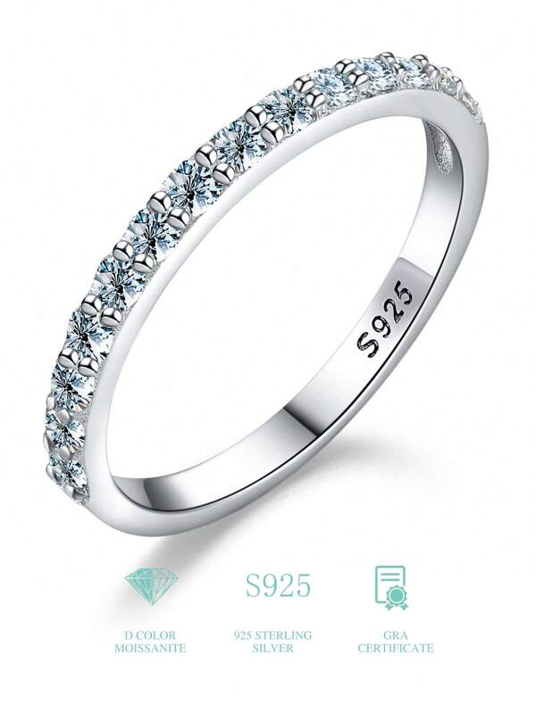 1Pc Moissanite Rhinestone Engagement Ring Wedding Band For Women S925 Sterling Silver Promise Ring Eternity Ring Anniversary Ring Luxury Fine Jewelry Gift Bridal Jewelry