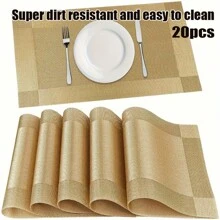 1/3/10 peças de jogos americanos estilo escandinavo resistentes ao calor, à prova d'água e à prova de óleo, jogos americanos antiderrapantes com listras duplas estilo restaurante ocidental, bases para copos de isolamento térmico de estilo europeu de estrutura única e fácil de limpar