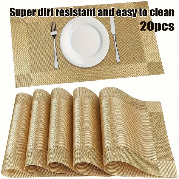 1/3/10 pezzi Sottopiatti in stile scandinavo resistenti al calore, impermeabili e anti-olio, con doppia striscia anti-scivolo in stile ristorante occidentale, sottobicchieri singoli intrecciati, facili da pulire, stile europeo isolanti