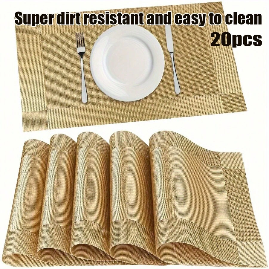 1/3/10 peças de jogos americanos estilo escandinavo resistentes ao calor, à prova d'água e à prova de óleo, jogos americanos antiderrapantes com listras duplas estilo restaurante ocidental, bases para copos de isolamento térmico de estilo europeu de estrutura única e fácil de limpar