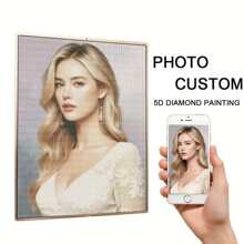 Customized 5D DIY Flocked Diamond Art, Create Your Own Diamond Painting Art Using Your Phone Photo, Diamond Painting Kit With Special Diamond Options Like AB, Fairy Dust, Crystal, Perfect Home Decor And Unique Gift For Thanksgiving, Valentine's Day, Floral Shape Diamond Painting Kits,Graphic Print