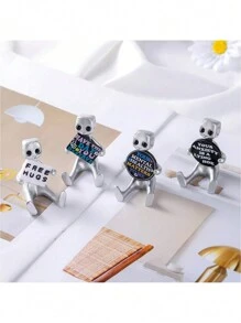 1pc Cute Mini Small Ornament For Desk Anxiety Lying Robot Silver Robot Ornament For Anxiety Relief, Also Suitable For A Small Ornament For Friends, Family And Loved Ones, Inspirational Cute And Funny Office Desktop Decorations Home Bedroom Decorations (4 Styles) Best Gifts Birthday - Multicolor - View 9
