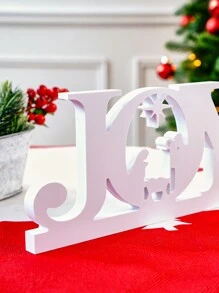 1pc Đồ trang trí chữ "JOY" đơn giản sáng tạo, Chất liệu bảng đen trắng, Đồ trang trí để bàn tại nhà vào dịp Giáng sinh, Thích hợp cho tiệc Giáng sinh và trang trí quà tặng ngày lễ - trắng - Xem 6