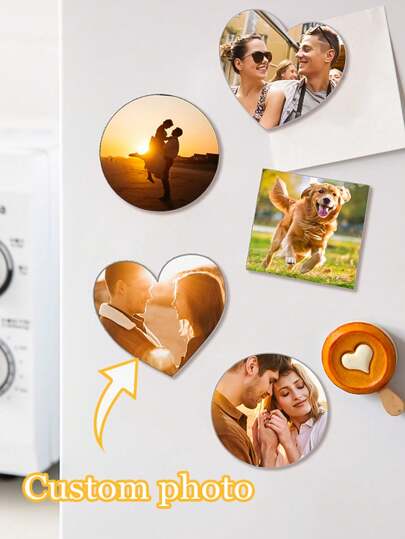 1pc Custom Magnetic Photo Refrigerator Stickers, Custom Circular Square Heart Refrigerator Stickers, Custom Photo Decorations, Custom Custom Accessories Adhesive Stylish,Adorable,Colorful Custom,Personalized,Unique Ideal Gifts For Her Friends,Son,Daughter,School Students,Workers,Kids School,Home,Office