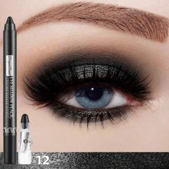 Dragon Ranee 1 支珍珠紫色眼影蜡笔，易于涂抹，闪亮紫色眼影棒，眼影笔内置卷笔刀