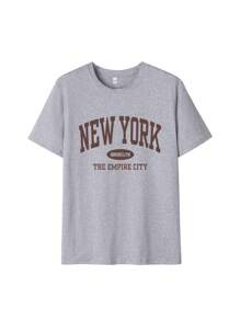 Áo thun nữ mùa hè in chữ, dáng rộng, thoải mái, đa năng, phù hợp mặc hàng ngày. Áo thun họa tiết, thích hợp cho kỳ nghỉ. - Xám - Xem 4