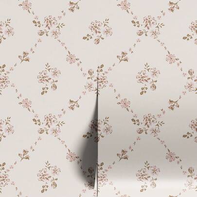 简约花卉植物壁纸，花卉自粘壁纸，即撕即贴壁纸，浅粉色背景壁纸，可移除壁纸，适用于客厅、卧室、墙面、家具翻新装饰贴纸，单片尺寸：17.7 英寸 x 6.5 英尺/9.8 英尺，翻新贴纸可撕下并粘贴在墙板上，壁纸，春季装饰，焕新家居，Rama 装饰贴纸礼品，生日毕业礼物