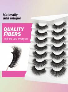 Asiteo 7 Pairs Fluffy Thick Faux Mink Eyelashes Natural Look Full Strip Dramatic Lashes For Makeup - High-Quality, Reusable - 黑色 - 查看 3