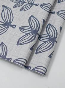 1 Roll 44.5CM Width Linen Textured Navy Blue Leaf Peel And Stick Wallpaper, Minimalist Nordic Hand Drawn Botanical Self Adhesive Wallpaper, Removable Waterproof Wall Mural For Bedroom Living Room Accent Wall Home Decor - Multicolor - View 6