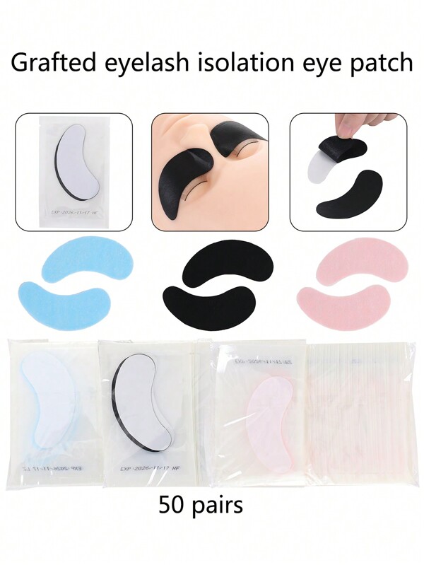 50 Pairs/ Black Patches Gel Eye Pads Eyelashes Paper Patches For Eyelash Extension Eye Tips Sticker Wraps Makeup Tools